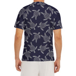 White And Blue Turtle Pattern Print Men's Short Sleeve Rash Guard