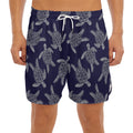 White And Blue Turtle Pattern Print Men's Split Running Shorts