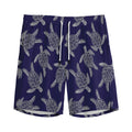 White And Blue Turtle Pattern Print Men's Athletic Shorts