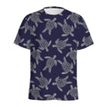 White And Blue Turtle Pattern Print Men's Athletic T-Shirt