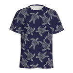 White And Blue Turtle Pattern Print Men's Sports T-Shirt