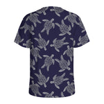 White And Blue Turtle Pattern Print Men's Sports T-Shirt