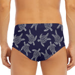White And Blue Turtle Pattern Print Men's Triangle Swim Briefs