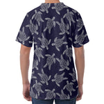 White And Blue Turtle Pattern Print Men's Velvet T-Shirt