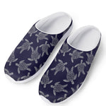 White And Blue Turtle Pattern Print Mesh Casual Shoes