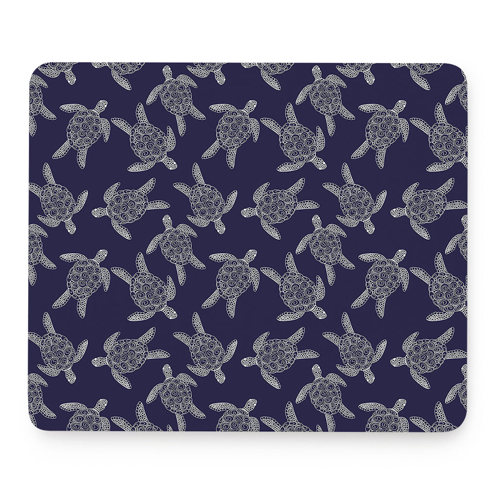 White And Blue Turtle Pattern Print Mouse Pad