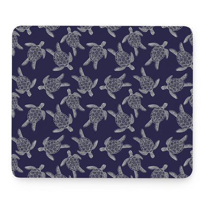 White And Blue Turtle Pattern Print Mouse Pad
