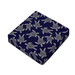 White And Blue Turtle Pattern Print Outdoor Seat Cushion Cover