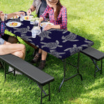 White And Blue Turtle Pattern Print Picnic Table Cover