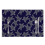 White And Blue Turtle Pattern Print Placemat