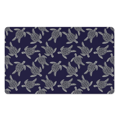 White And Blue Turtle Pattern Print Polyester Doormat
