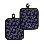 White And Blue Turtle Pattern Print Pot Holders