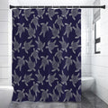 White And Blue Turtle Pattern Print Premium Shower Curtain