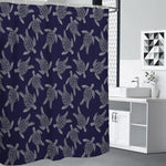 White And Blue Turtle Pattern Print Premium Shower Curtain