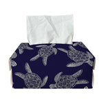 White And Blue Turtle Pattern Print Rectangle Tissue Box Cover