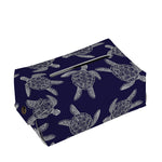 White And Blue Turtle Pattern Print Rectangle Tissue Box Cover