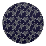White And Blue Turtle Pattern Print Round Blanket