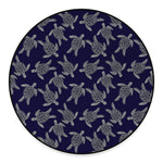 White And Blue Turtle Pattern Print Round Floor Mat