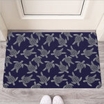 White And Blue Turtle Pattern Print Rubber Doormat