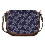 White And Blue Turtle Pattern Print Saddle Bag