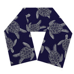 White And Blue Turtle Pattern Print Scarf