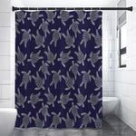 White And Blue Turtle Pattern Print Shower Curtain