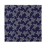 White And Blue Turtle Pattern Print Silk Bandana