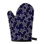 White And Blue Turtle Pattern Print Single Oven Mitt