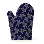 White And Blue Turtle Pattern Print Single Oven Mitt