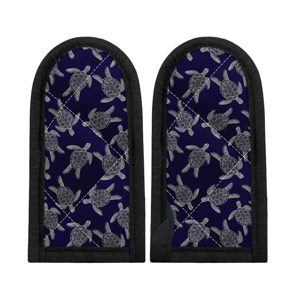 White And Blue Turtle Pattern Print Skillet Handle Cover