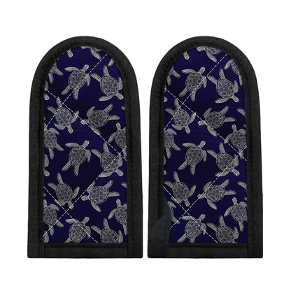 White And Blue Turtle Pattern Print Skillet Handle Cover