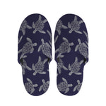 White And Blue Turtle Pattern Print Slippers