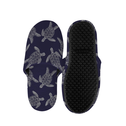 White And Blue Turtle Pattern Print Slippers