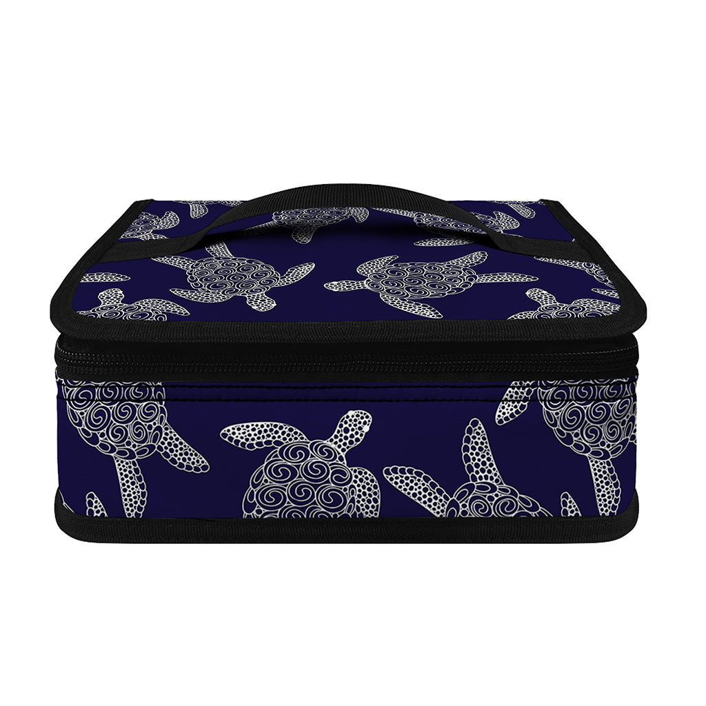 White And Blue Turtle Pattern Print Small Lunch Bag