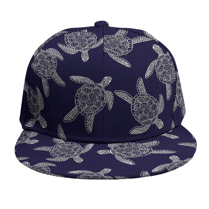 White And Blue Turtle Pattern Print Snapback Cap