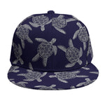 White And Blue Turtle Pattern Print Snapback Cap