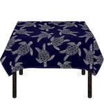 White And Blue Turtle Pattern Print Tablecloth