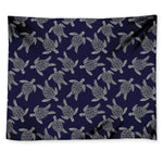 White And Blue Turtle Pattern Print Tapestry