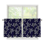 White And Blue Turtle Pattern Print Tier Curtains