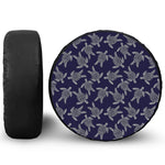 White And Blue Turtle Pattern Print Tire Cover