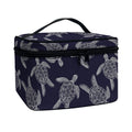 White And Blue Turtle Pattern Print Travel Makeup Bag