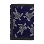 White And Blue Turtle Pattern Print Trifold Wallet