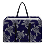 White And Blue Turtle Pattern Print Utility Tote Bag