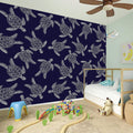 White And Blue Turtle Pattern Print Wall Sticker