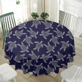 White And Blue Turtle Pattern Print Waterproof Round Tablecloth