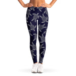 White And Blue Turtle Pattern Print Women's Leggings