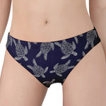 White And Blue Turtle Pattern Print Women's Panties