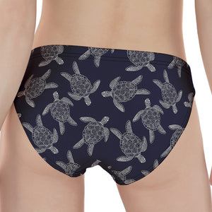 White And Blue Turtle Pattern Print Women's Panties