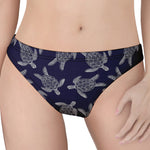 White And Blue Turtle Pattern Print Women's Thong