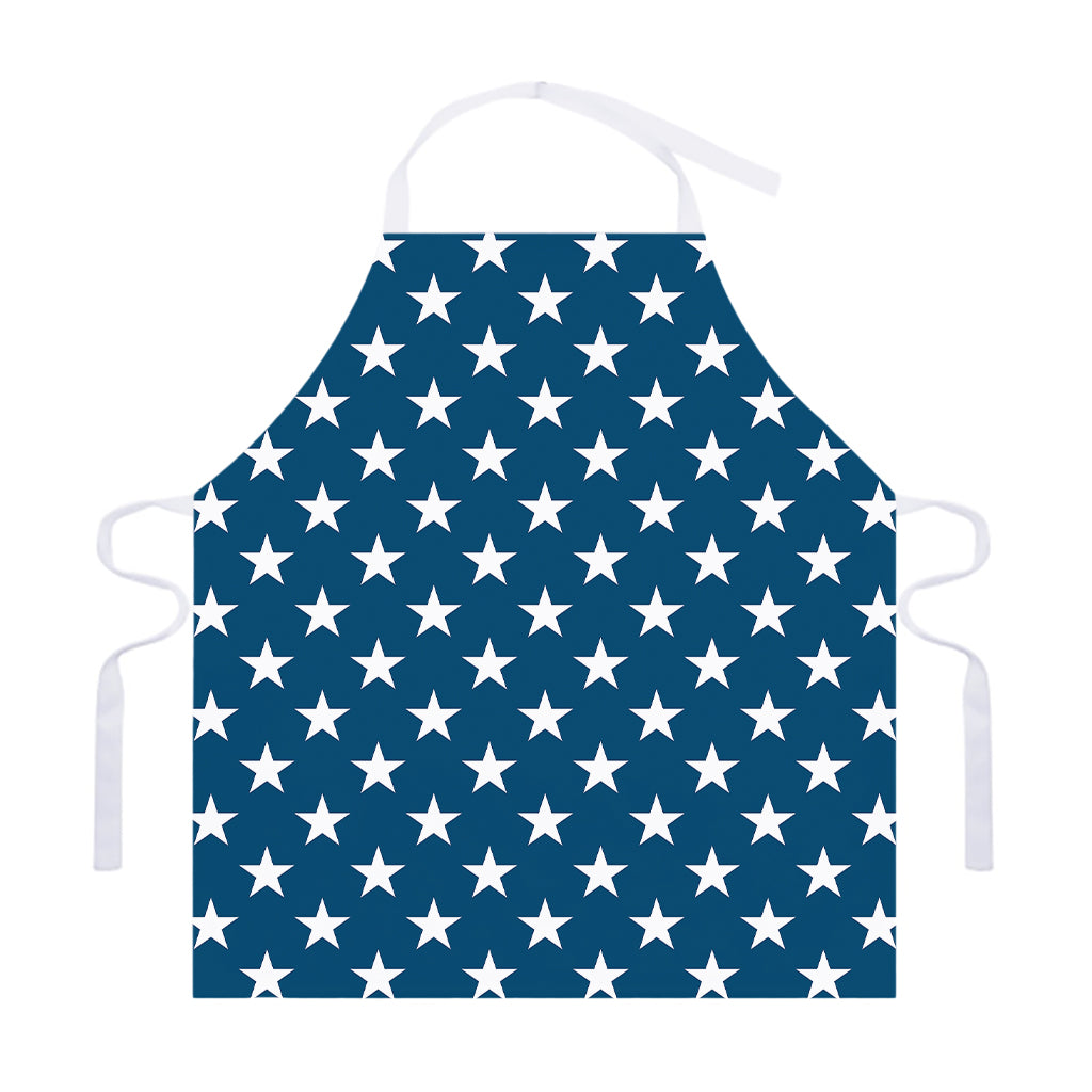 White And Blue USA Star Pattern Print Adjustable Apron